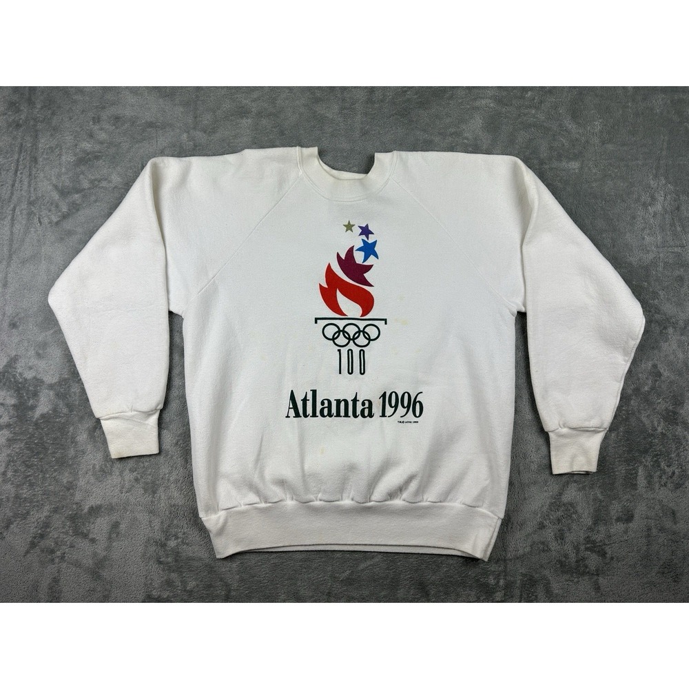 Vintage Oneita Atlanta 1996 Olympic Games Sweatshirt White Large Made in USA